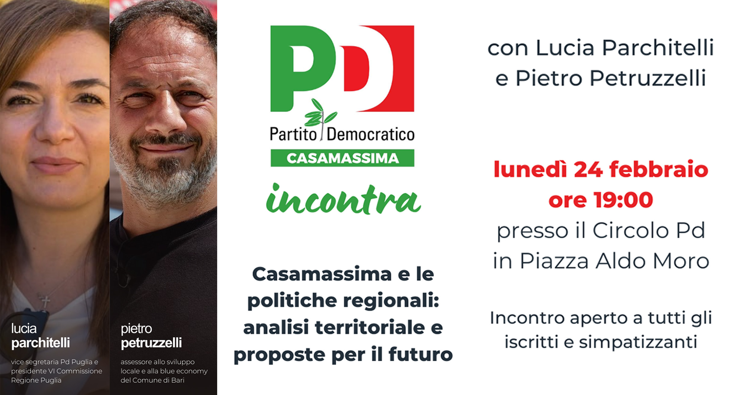 Casamassima e le sue prospettive: il Pd dialoga con Parchitelli e Petruzzelli